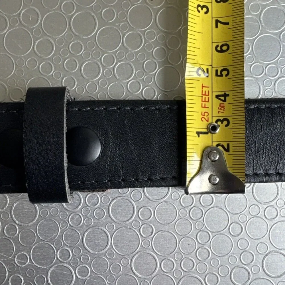 Davis Big & Tall Mens Black Leather Belt Interchangeable Buckle USA - Size 62